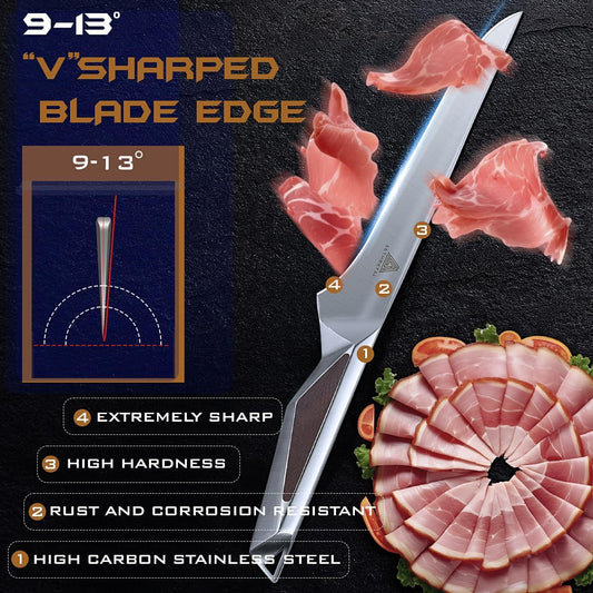 6.5 Inch Boning Knife, Full-Metal High-Carbon Stainless Steel Fillet & Meat Trimming Knife, Ergonomic Non-Slip Handle, Narrow Flexible Blade for Poultry, Beef, Fish