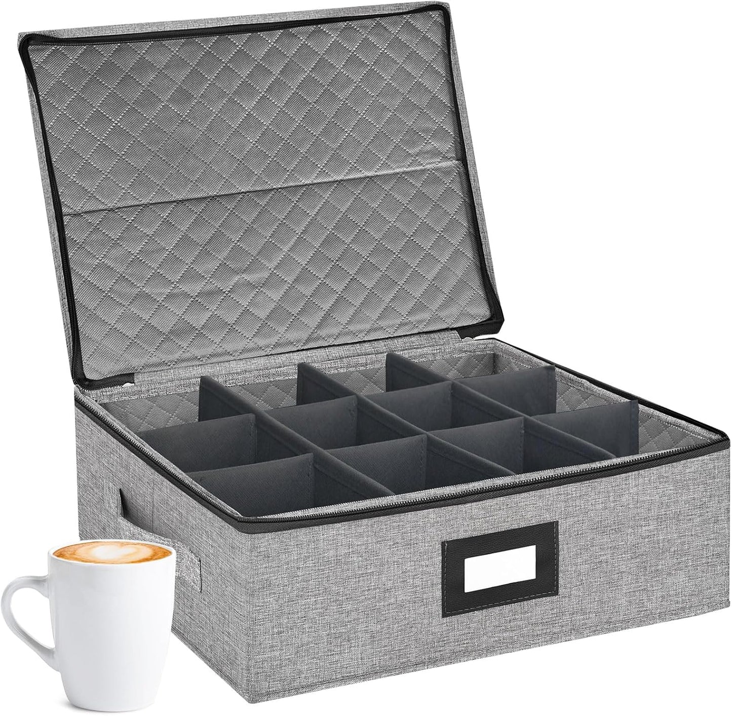 VERONLY 2 Pack Flatware Utensil Storage - Sturdy Silverware Storage Box with Dividers, 5 Compartment Flatware Storage Case with Handles and Removable Lid for Moving&Protected(Dark Gray)
