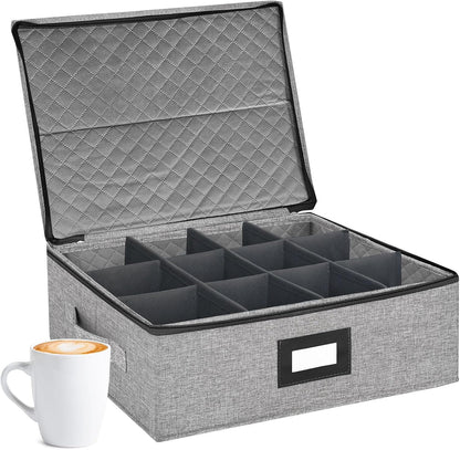 VERONLY 2 Pack Flatware Utensil Storage - Sturdy Silverware Storage Box with Dividers, 5 Compartment Flatware Storage Case with Handles and Removable Lid for Moving&Protected(Dark Gray)