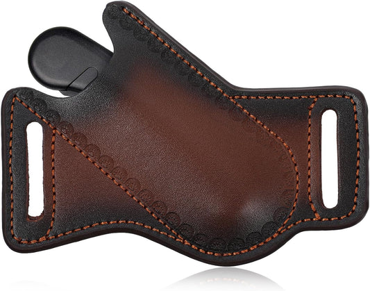 Leather Knife Sheath for Belt, Horizontal Folding Knife Holder for Belt, Waterproof Compact Knives Carrier for Folding Knives Tools