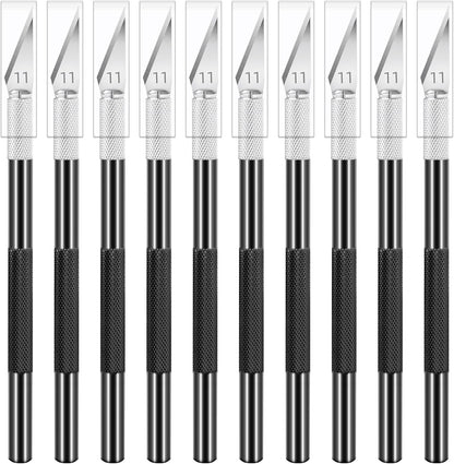 Jetmore 10 Pack Exacto Knife Set, Hobby Knife, SK-5 High Carbon Steel Craft Knife for Pumpkin Carving, DIY, Art, Cutting, Stencil