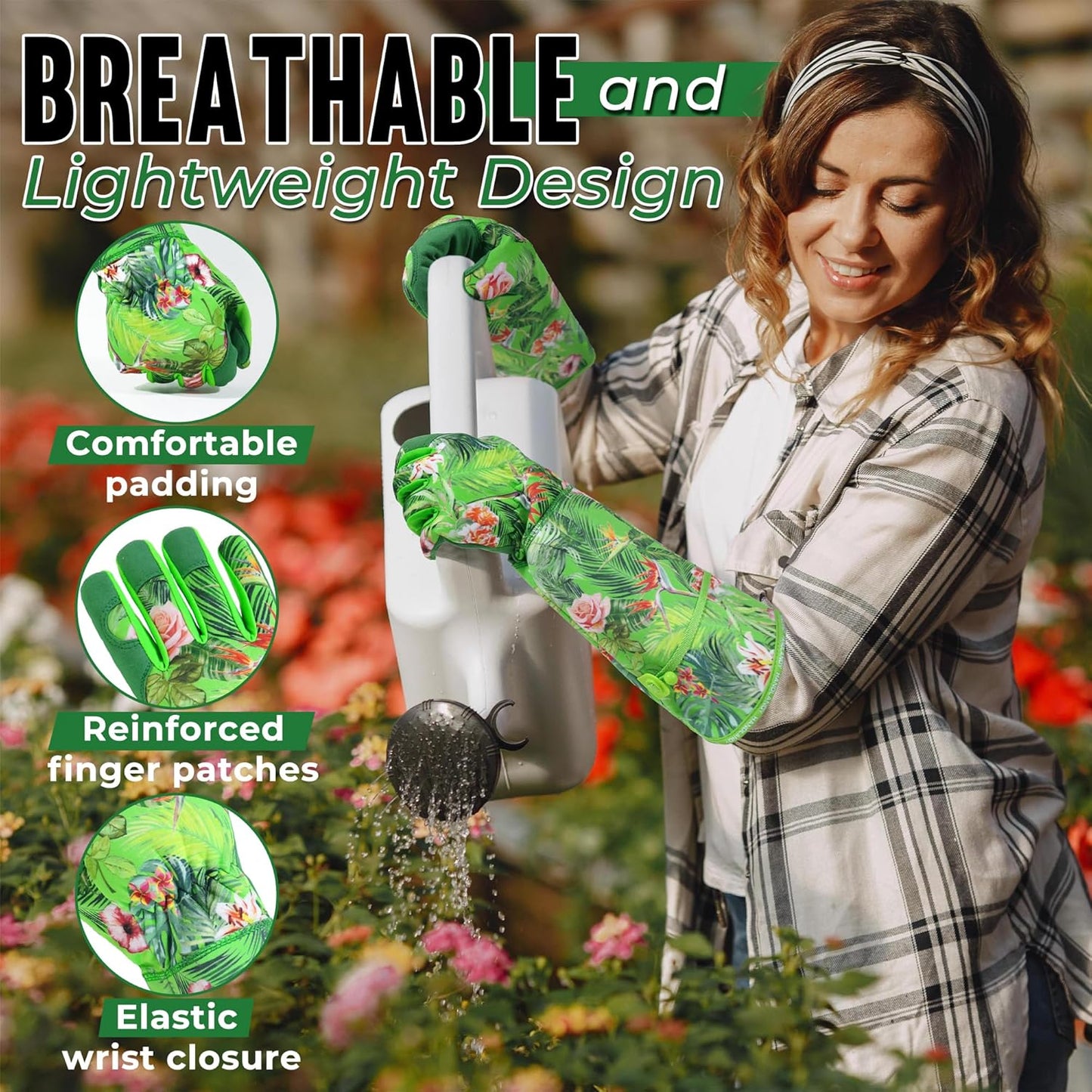 HANDLANDY Rose Pruning Gloves for Men & Women, Long Thorn Proof Gardening Gloves, Breathable Pigskin Leather Gauntlet, Best Garden Gifts & Tools for Gardener