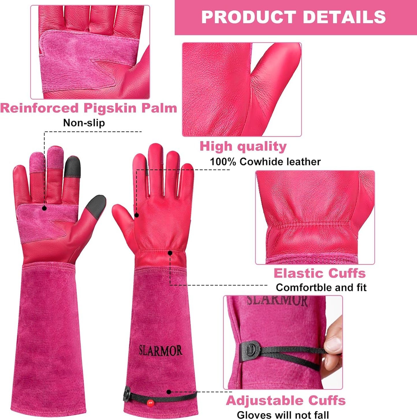 Long Gardening-Gloves Women/Men-Thorn proof Rose Pruning Heavy Duty Gauntlet, Best Garden Gifts for Gardener-L