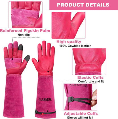 Long Gardening-Gloves Women/Men-Thorn proof Rose Pruning Heavy Duty Gauntlet, Best Garden Gifts for Gardener-L