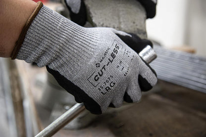 Majestic Cut-Less Korplex Glove with Sandy Nitrile Palm | 12 Pair - MED | 13 Gauge Liner, ANSI A9, Extreme Cut Resistance, Breathable, Gray/Black | for Automotive, Industrial, Manufacturing | 35-7675