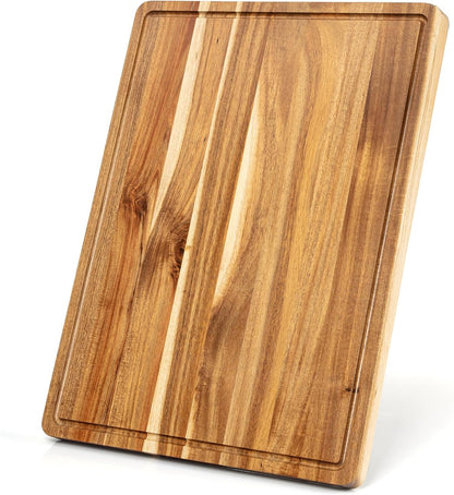 Garvee Extra Large Cutting Board for Kitchen, 24 in x 18 in Acacia Wood Thick Chooping Board with Deep Juice Groove, Large Butcher Block for Meat Fruits Vegetables Turkey