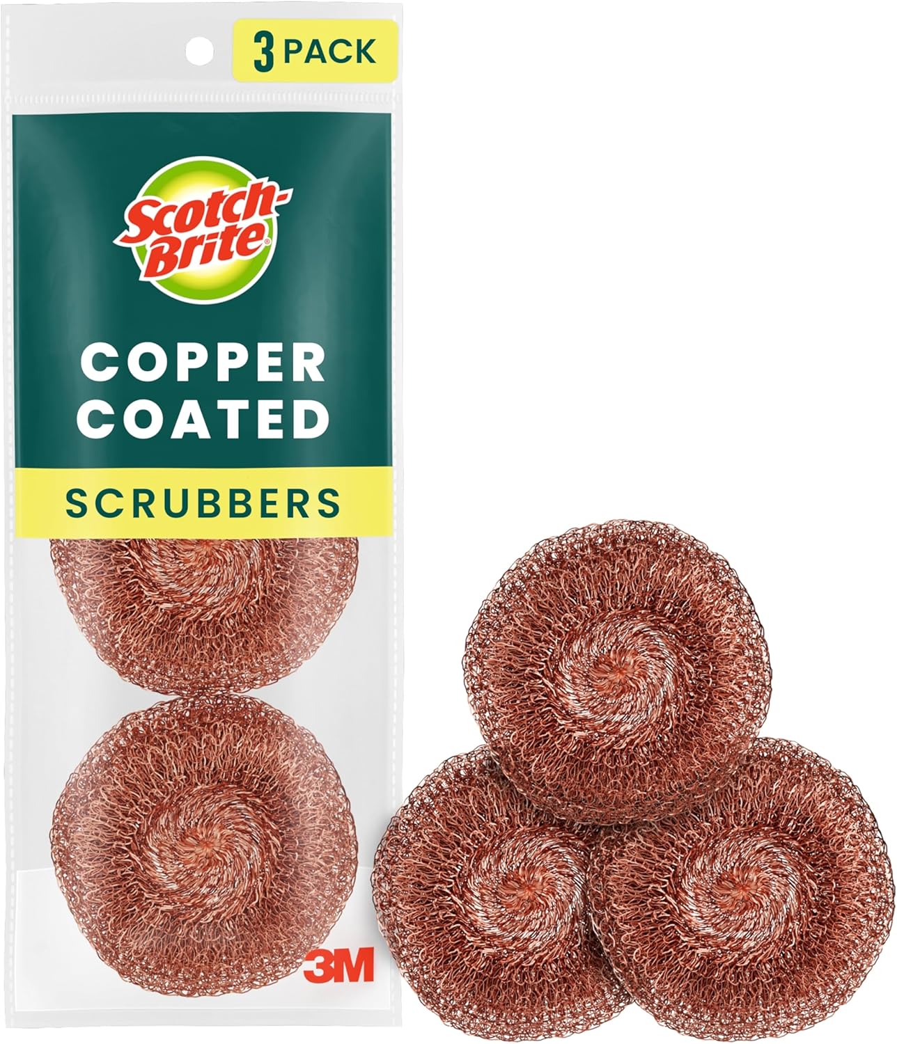 Scotch-Brite Stainless Steel Scrubbers, Scouring Pads for Cleaning Tough Baked-On Messes, Metal Scrubbers for Cleaning Dishes, 3 Scrub Pads