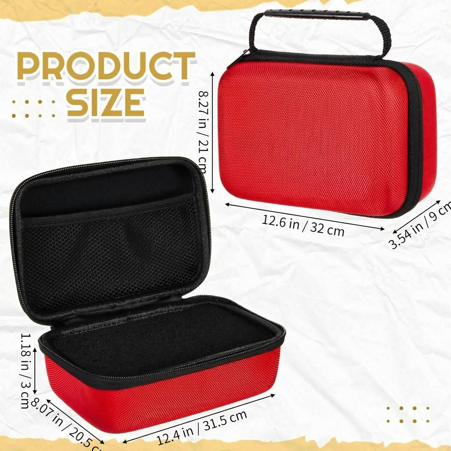 Relaxweex EVA Hard Case with Customizable Foam 7.8 x 6.3 x 3.5 Inch Protective EVA Carrying Case Shockproof Outdoor for Camera, Digital Products, Electronic Instruments with Knife, Black and Red