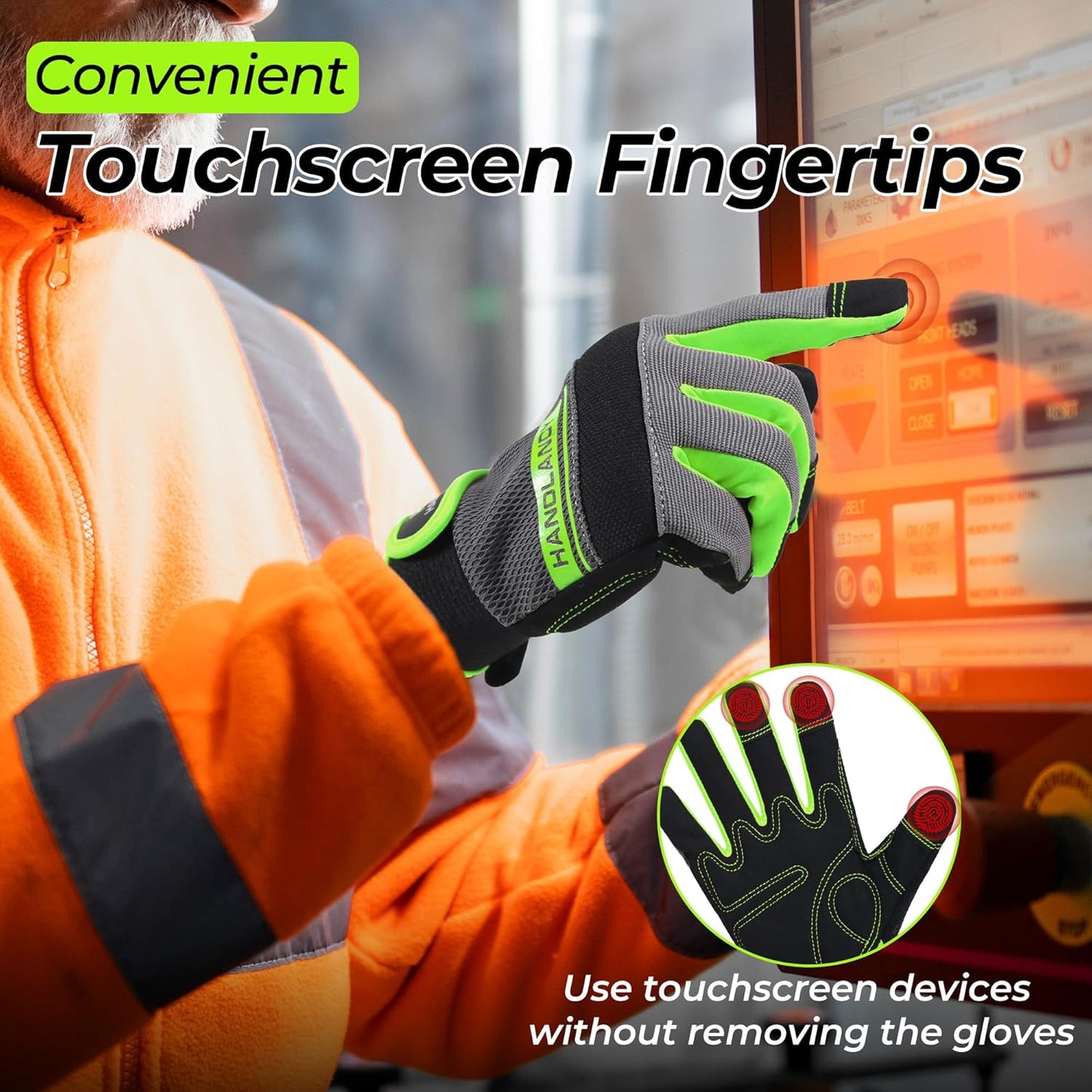 HANDLANDY Work Gloves for Men & Women, Utility Mechanic Working Gloves Touch Screen, Flexible Gardening Gloves for Yard
