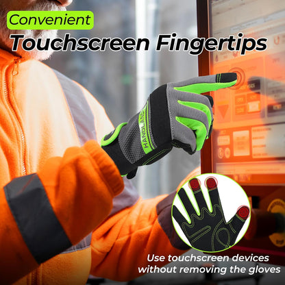 HANDLANDY Work Gloves for Men & Women, Utility Mechanic Working Gloves Touch Screen, Flexible Gardening Gloves for Yard
