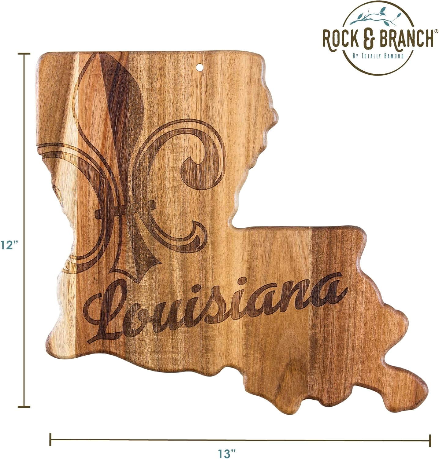 Totally Bamboo Rock & Branch Origins Series New York State Shaped Cutting Board and Charcuterie Serving Tray, Includes Hang Tie for Wall Display