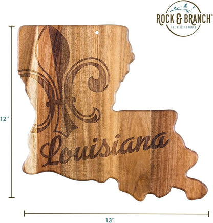 Totally Bamboo Rock & Branch Origins Series New York State Shaped Cutting Board and Charcuterie Serving Tray, Includes Hang Tie for Wall Display