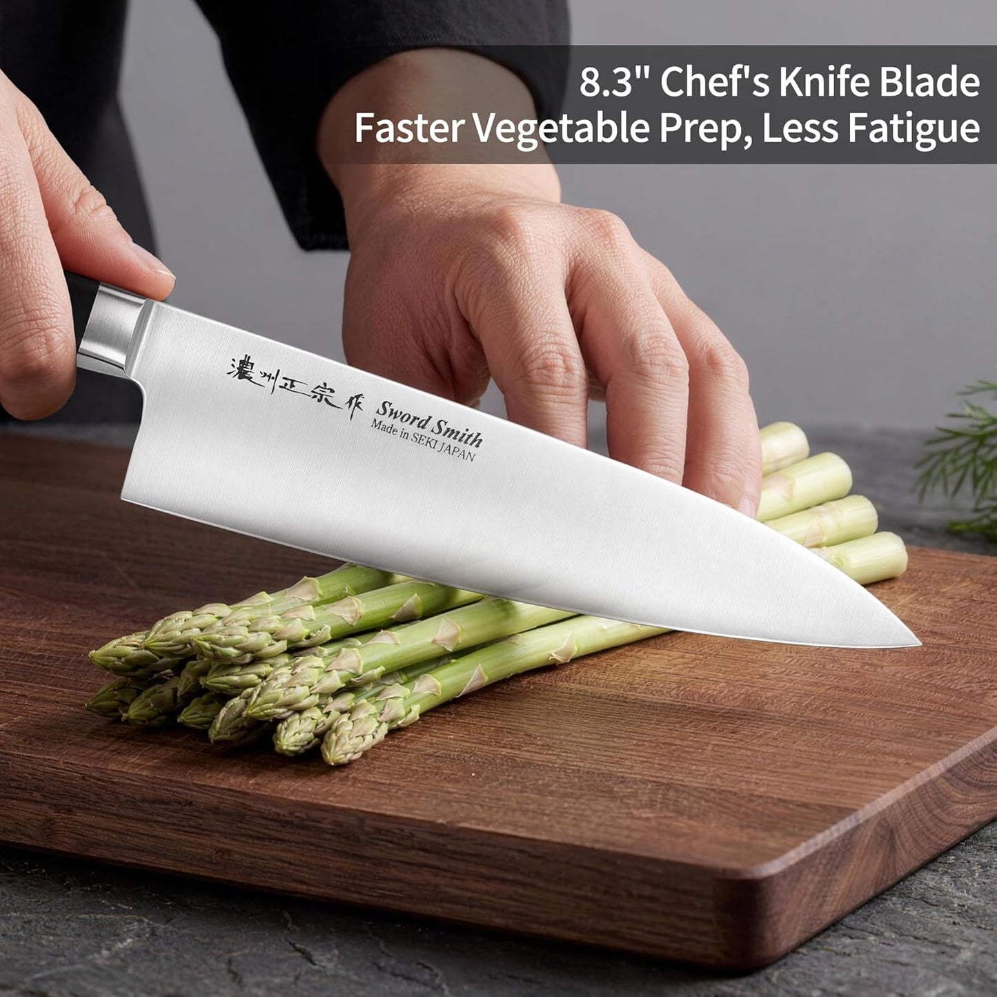 8 Inch Japanese Chef Knife, Made in Japan, Full Tang High Carbon Molybdenum Stainless Steel Gyuto Knife with Hammered Finish for Rock Chopping Meat, Fish and Vegetables