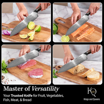 Japanese Kitchen Knife 7 Inch - Santoku Knife Ultra Sharp in High Carbon Steel - Japanese Chef Knife with Ergonomic Non-Slip Handle for Kitchen Precision Cutting