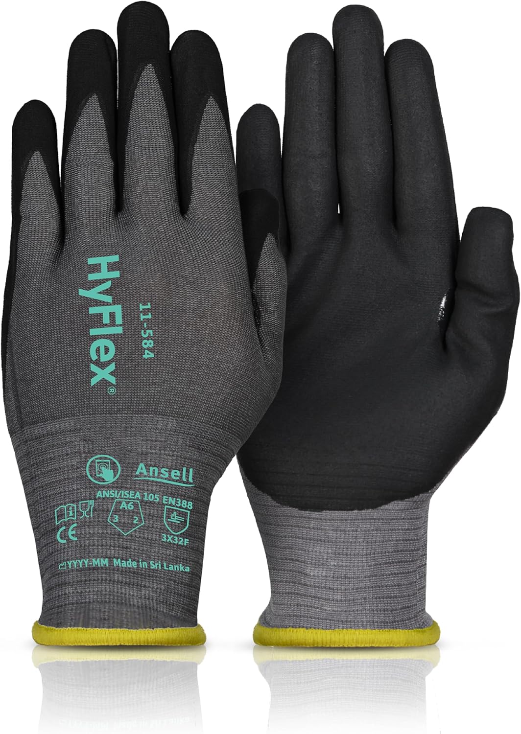 Ansell HyFlex Cut Resistant Touchscreen Work Gloves with Aerofit Precision Comfort Technology