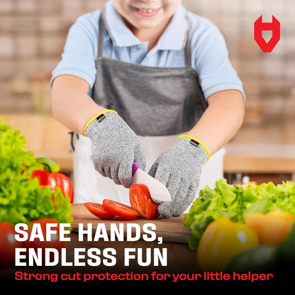 NoCry Kids Cutting Gloves, XXS (4-7 Years) — 100% Food Grade and Level 5 Protection — Comfortable and Lightweight, Yet Tough — Ambidextrous — Ideal for Fishing, Wood Carving and Whittling