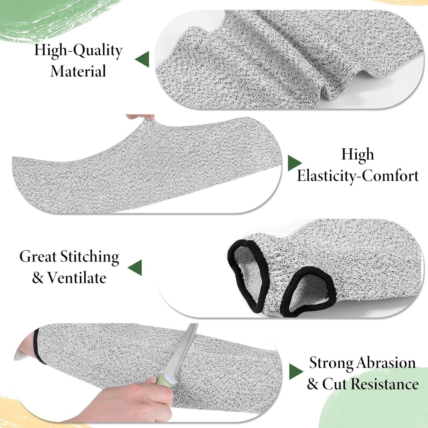 SHENLIU 6 Pair Cut Resistant Arm Sleeve with Thumb Hole, 18 Inches Forearm Protection Sleeves Level 5 Protection Bite-Proof Arm Protectors Safety Arms Guard for Men and Women Farmer Gardening (Gray)