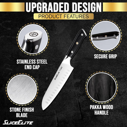 SliceElite Slice Series 8 Inch Carving Knife High Carbon German Stainless Steel Pakkawood Handle Brisket Slicer Chopper BBQ Chef Sharp Fruit Vegetable Butcher Kitchen Cutting Meat Tool Gift Precision