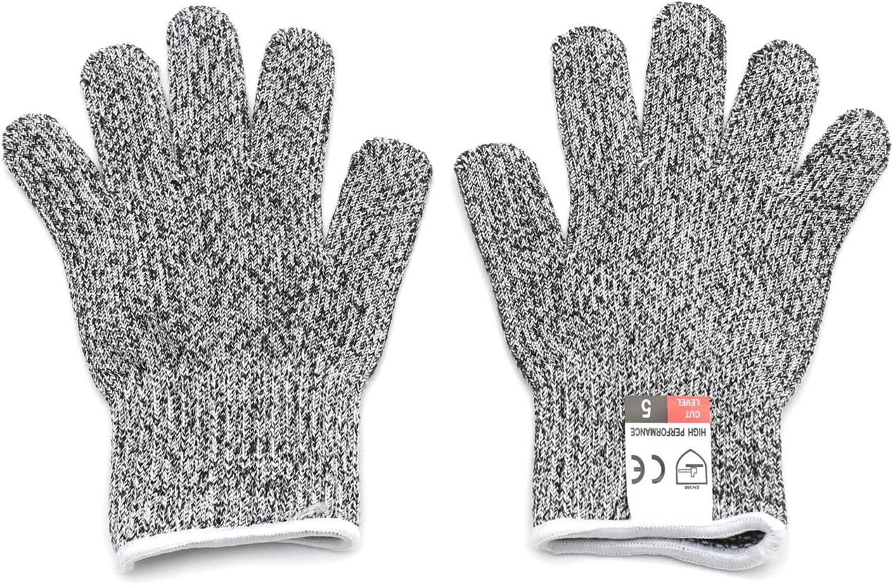 HongK- Level 5 Protection 6Pair Of Size XL Safe Cut Resistant Gloves Food Grade For Kitchen Oyster Shucking Meat Cutting Wood Carving Machine Washable [P/N: ET-TOOL032-XL X6-GRAY ]