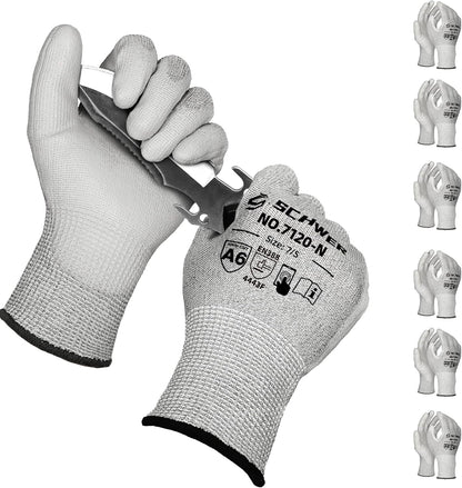 Schwer 3 Pairs Cut Resistant Gloves ANSI A6/A7 (Send Randomly) CR7120 Cut Proof Work Gloves, Touchscreen, for Men and Women Used for Woodworking, Glass Cutting, Construction, Car Repair, XS