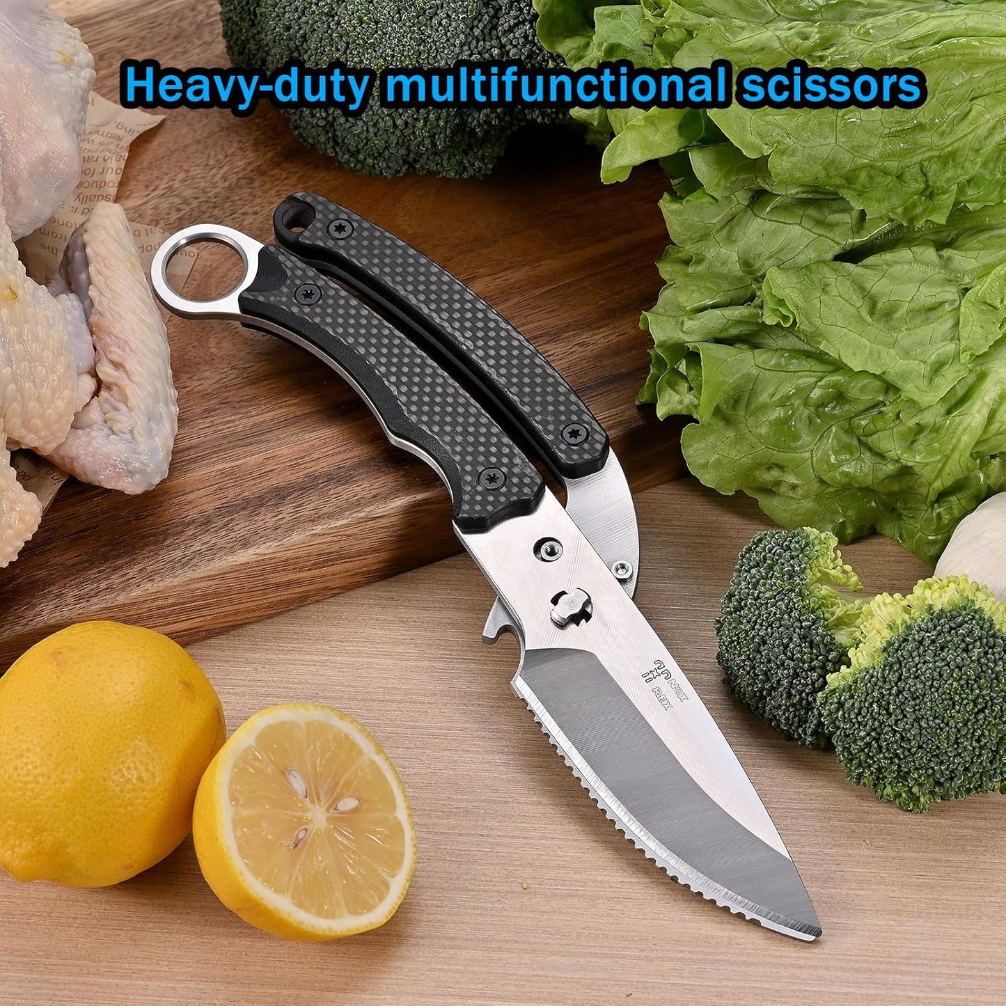 Heavy Duty Kitchen shears, all Purpose shears for food, Poultry Scissors, Stainless Steel Kitchen Scissors for camping, baking G10 Donut Pink