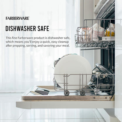 Farberware Plastic Cutting Board Set, Dishwasher- Safe Poly Chopping Board for Kitchen with Easy Grip Handles, Set of 3, White