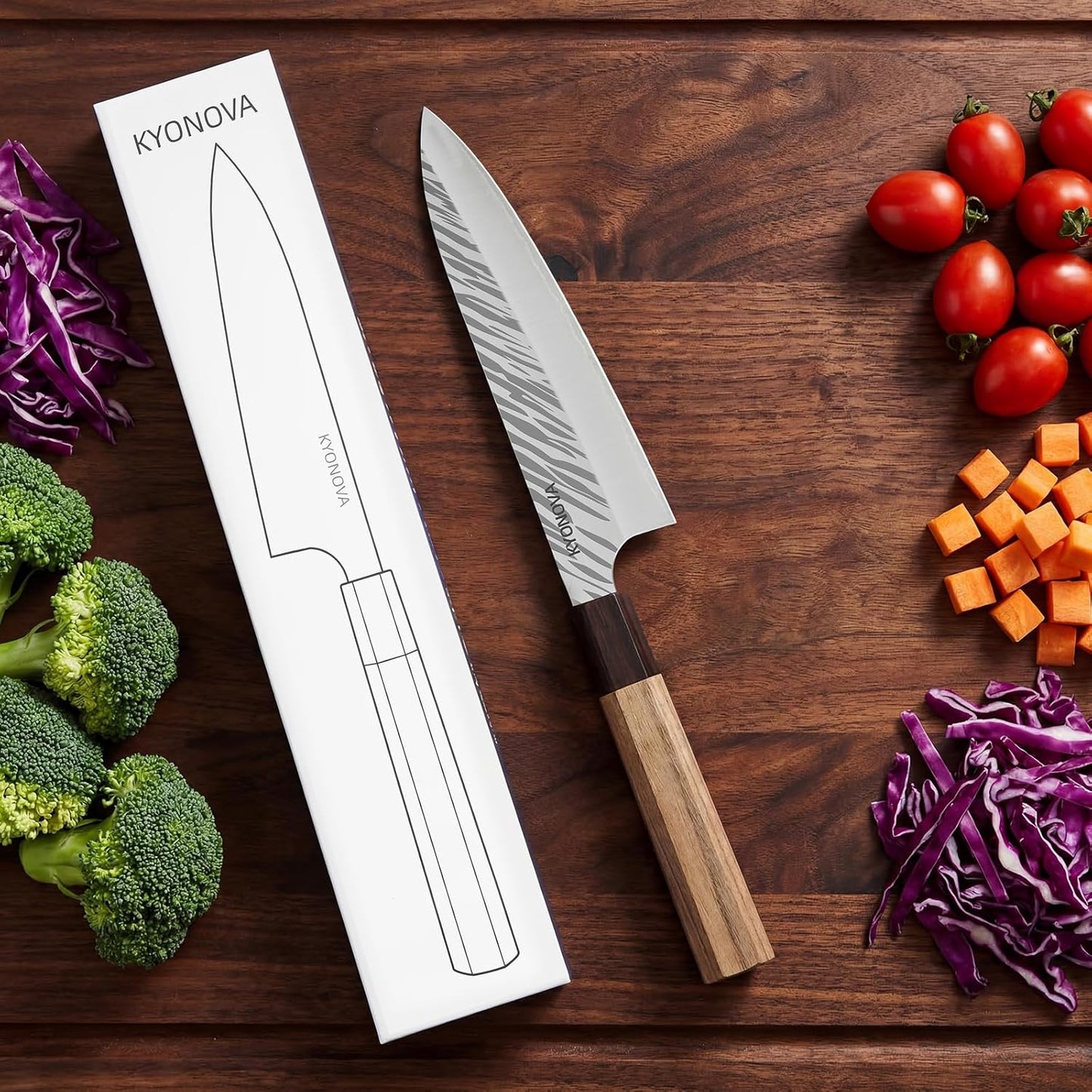7 Inch Santoku Knife, 9-Layer VG10 High Carbon Steel Multipurpose Japanese Kitchen Knife, Sharp Steak Knife & Brisket Knife with Rosewood Handle for cutting meat for Home & Restaurant