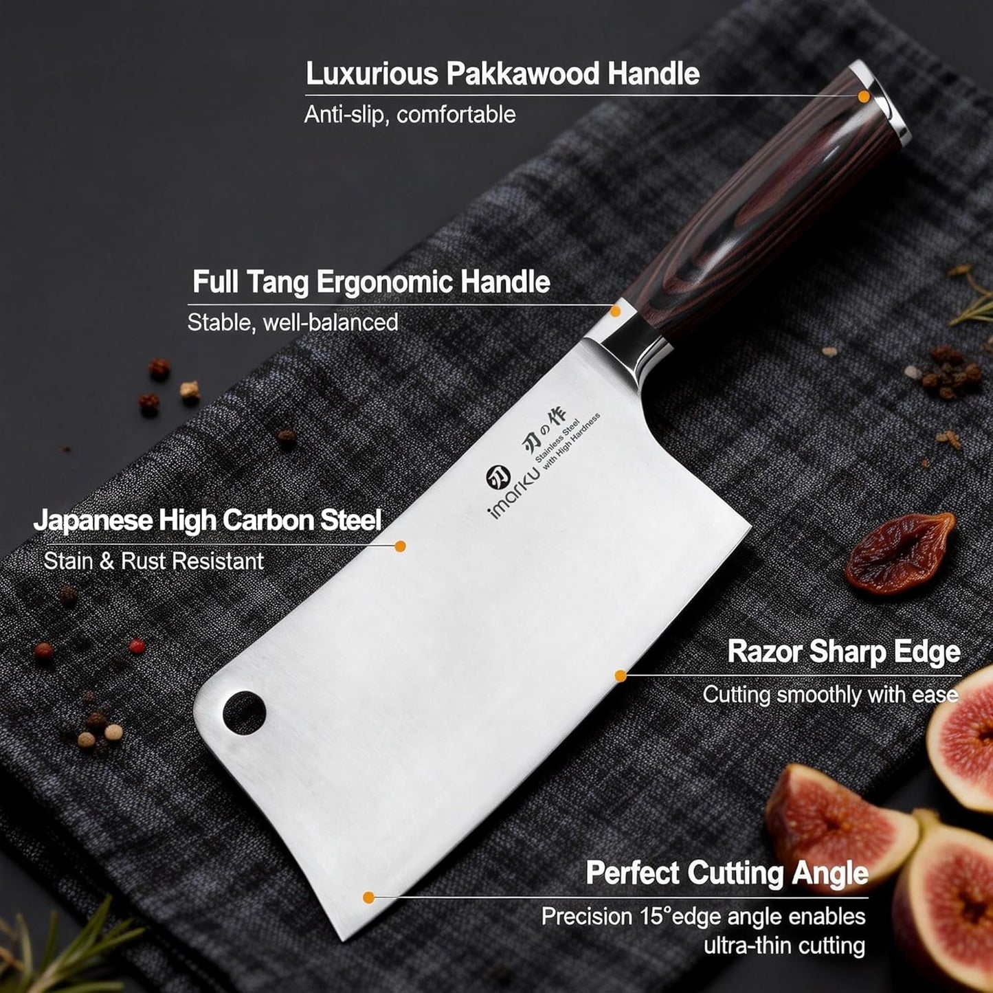 imarku Santoku Knife-Super Sharp Chef Knife Made of High Carbon Stainless Steel, Kitchen Knife with Ergonomic Handle, Great Sharp Knife on Christmas and Birthday for Her Him