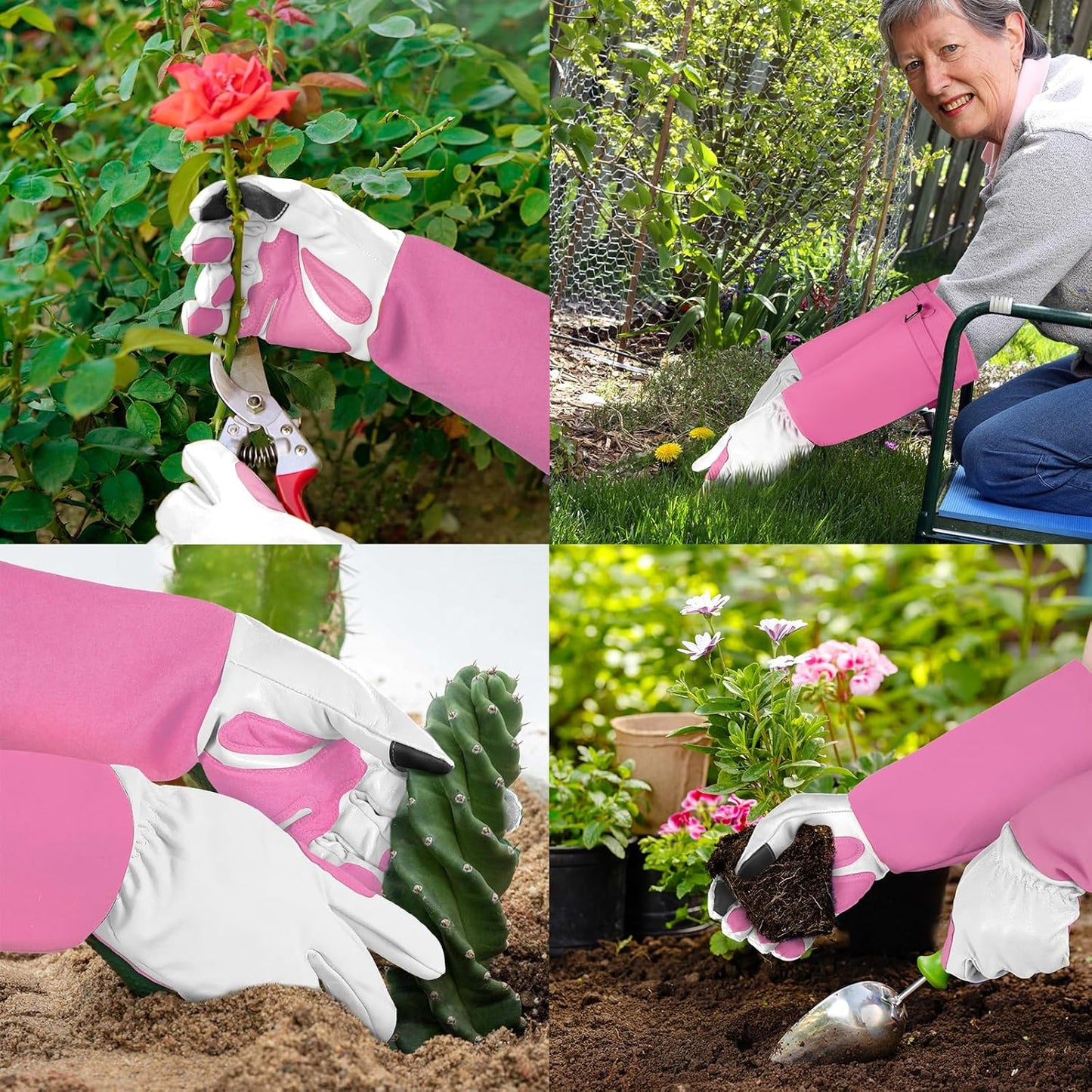 Long Gardening-Gloves Women/Men-Thorn proof Rose Pruning Heavy Duty Gauntlet, Best Garden Gifts for Gardener-L