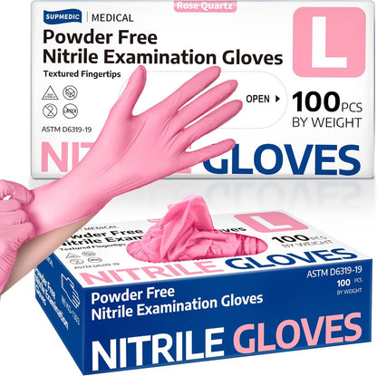 Supmedic Medical Nitrile Exam Gloves, 3.5 mil Powder-Free Food-Safe Disposable Glove for Cooking Cleaning Esthetician 100 Pcs