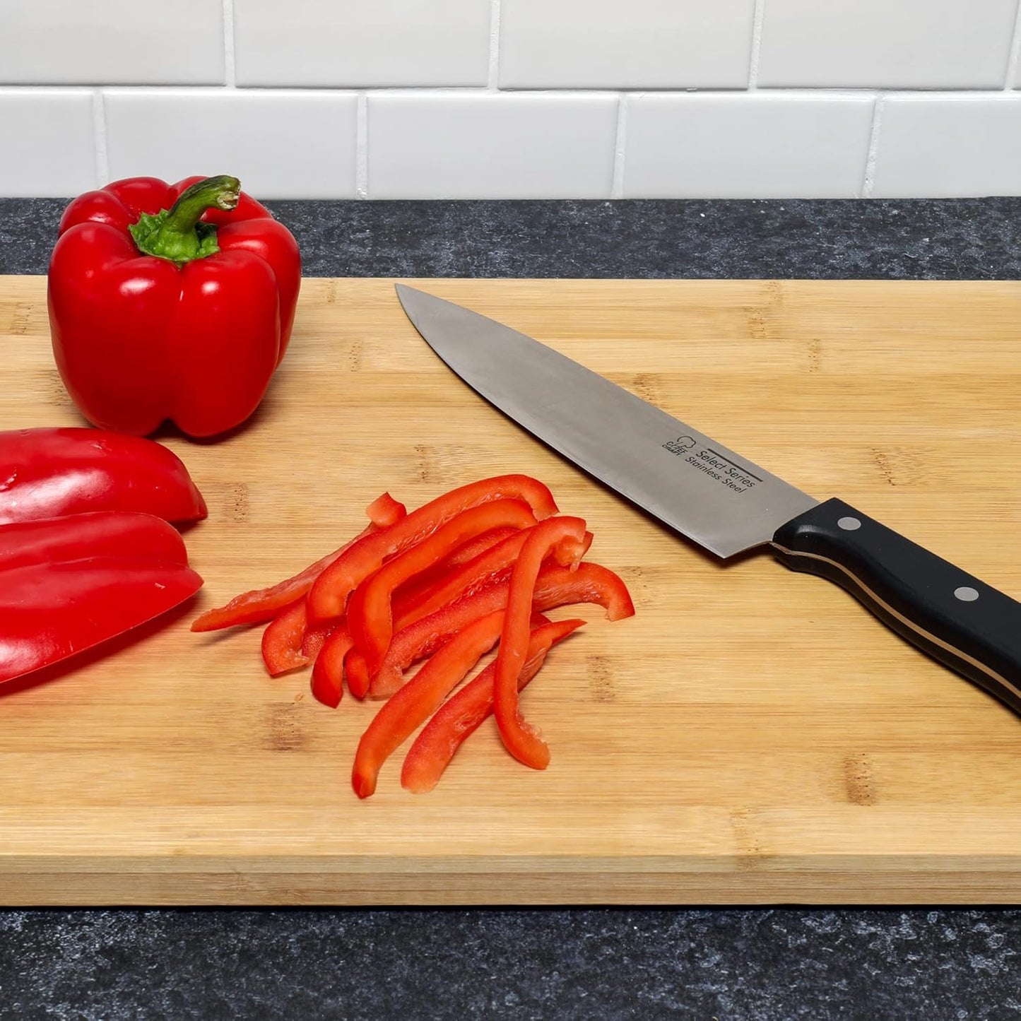 Chef Craft Select Stainless Steel Paring Knife, 4 inch blade 12 inch in length, Black