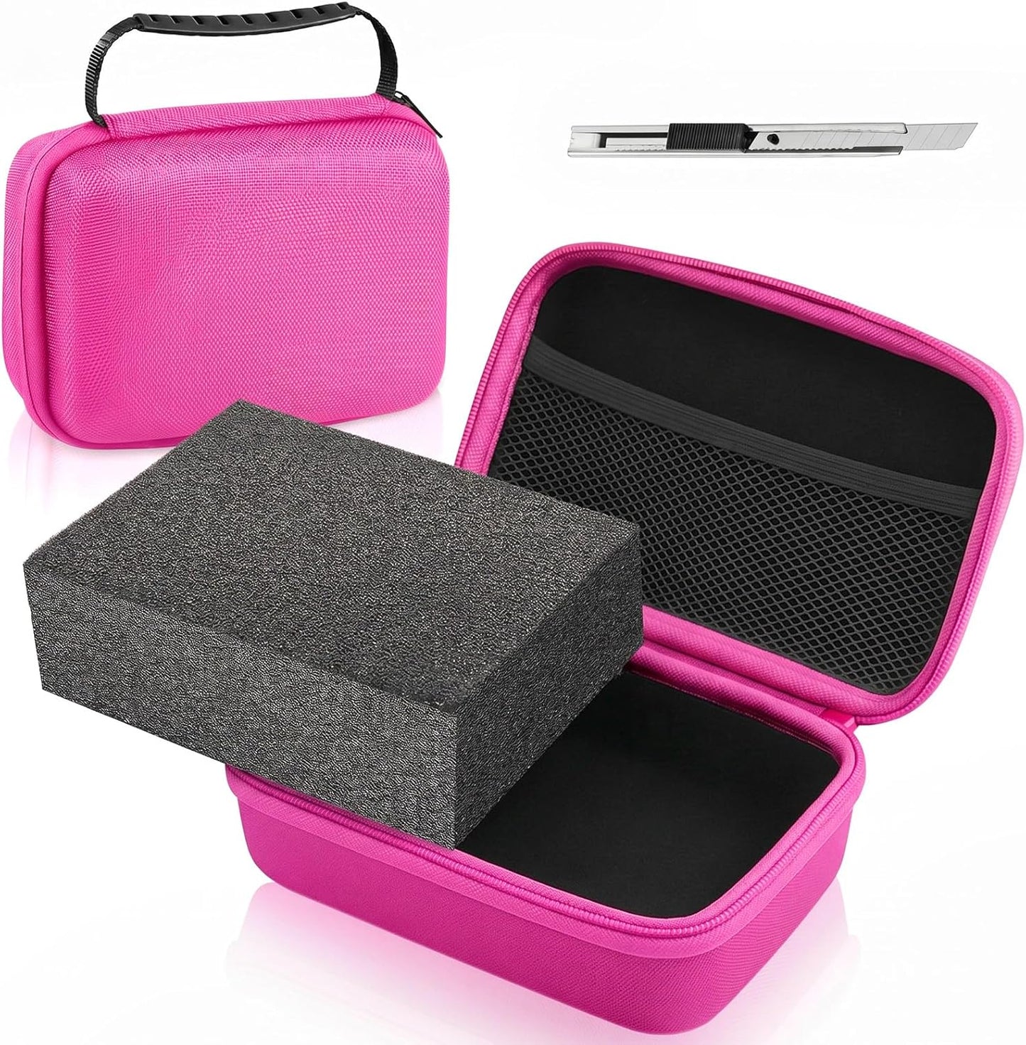 Relaxweex EVA Hard Case with Customizable Foam 7.8 x 6.3 x 3.5 Inch Protective EVA Carrying Case Shockproof Outdoor for Camera, Digital Products, Electronic Instruments with Knife, Black