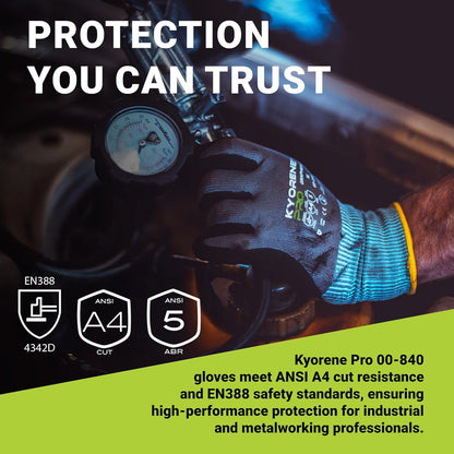 Armor Guys Kyorene Pro 00-840 A4 Cut Resistant Work Gloves - Graphene, Nitrile Grip, Durable, Breathable for Industrial Use - L, 12 Pairs