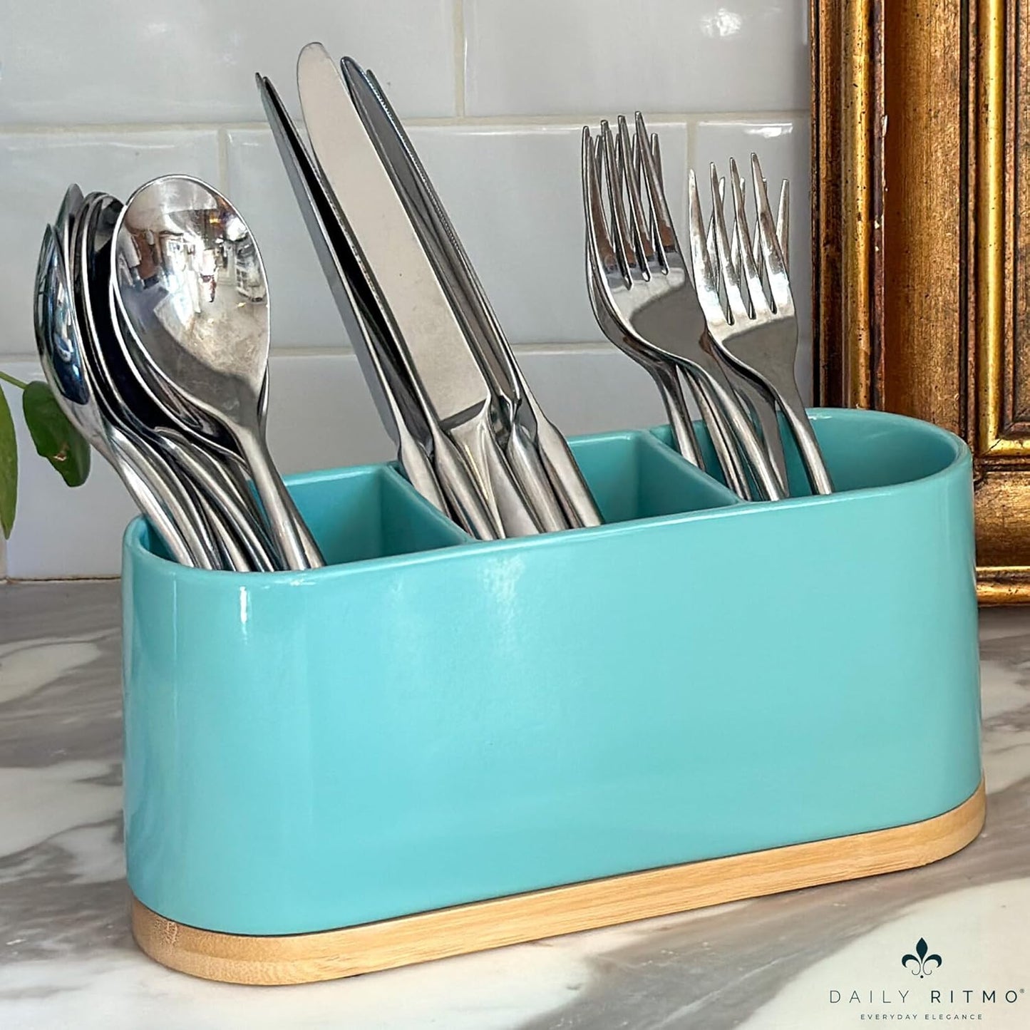 DAILY RITMO® White Countertop Silverware Holder