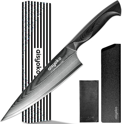 aisyoko 4.5 Inch Paring Knife, Damascus Steel Chef Knife with Ergonomic G10 Handle, VG10 High Carbon Steel, Professional Kitchen Knife for Fruit Vegetable Carving, Ultra Sharp Blades