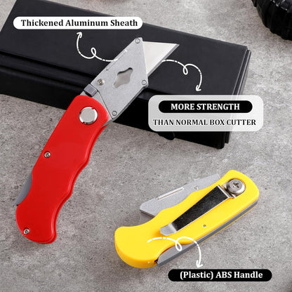 16 Pcs Folding Utility Knife 4 Color Retractable Box Cutter with 40pcs Extra Blades Heavy Duty Utility Knives for Cartons, Cardboard and Boxes