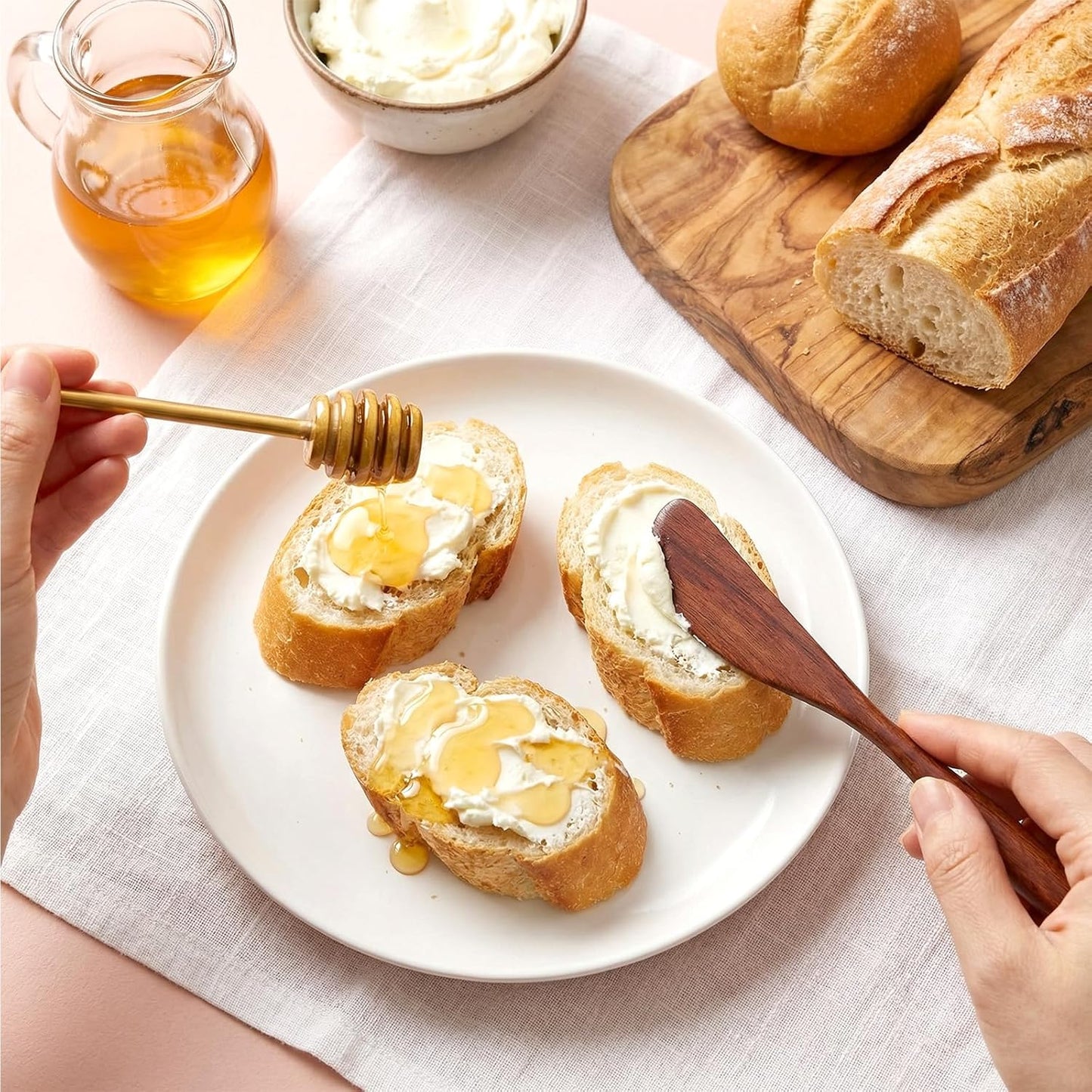 6 PCS Wood Butter Knife Spreader 5.9 Inch Wooden Butter Spreader Knife Cheese Spreaders for Kitchen Restaurant Home Stirring Mixing Use