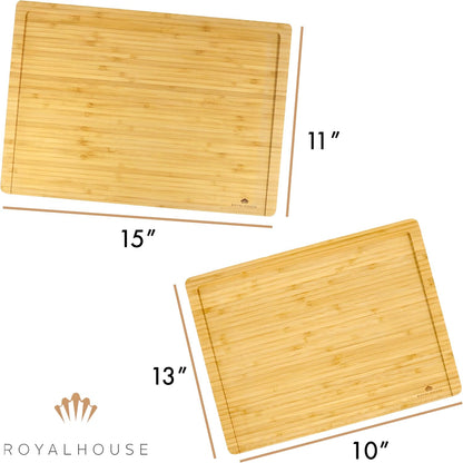 Large Cutting Board, 15x10x0.5 Bamboo Cutting Boards for Kitchen with Juice Groove and Kitchen Chopping Board for Meat Cheese board Heavy Duty Serving Tray,