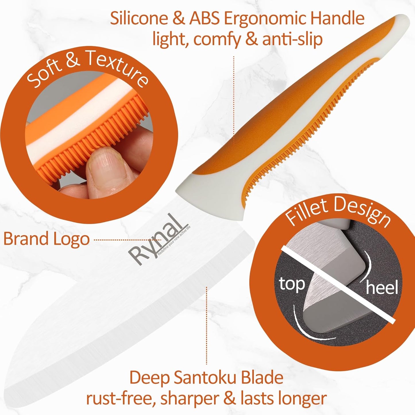 Ceramic Knife Set - 6" 5" 4" Sharp Ceramic Chef's Kitchen Knives with Blade Cover & Soft-Grip Handle
