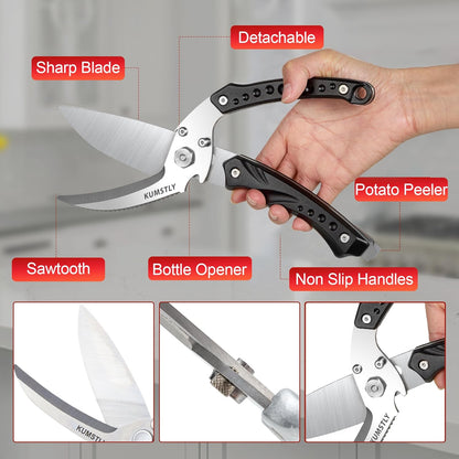 Kitchen Scissors All Purpose Kitchen Shears Heavy Duty for Cutting Chicken, Turkey, Meat, Bones, Vegetables Stainless Steel Spatchcock Shears Multipurpose Food Scissors