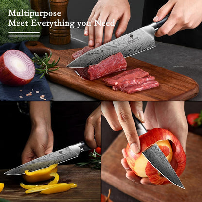 5PCS Knife Set, Kitchen Knife Sets in Powder Steel, Ultra Sharp Japanese Knives Set High Carbon Steel Chef Knives Sets, Cooking Knives Set with Ergonomic Pakkawood Handle