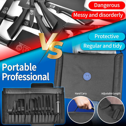 XYJ Professional Knife Sets for Master Chefs,Meat Cleaver Butcher for Camping,Chef Knife Set with Magnetic Knife Block,Stainless Steel Kitchen Knives Tools Kit