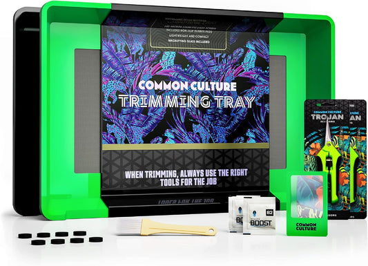 COMMON CULTURE Trim Tray Kit with Trimming Tray 13" x 20", 150 Micron Pollen Screen, Bottom Harvest Bin, Scissors, Herb Plant Flower Dry Sifter Accessories and Supplies Set