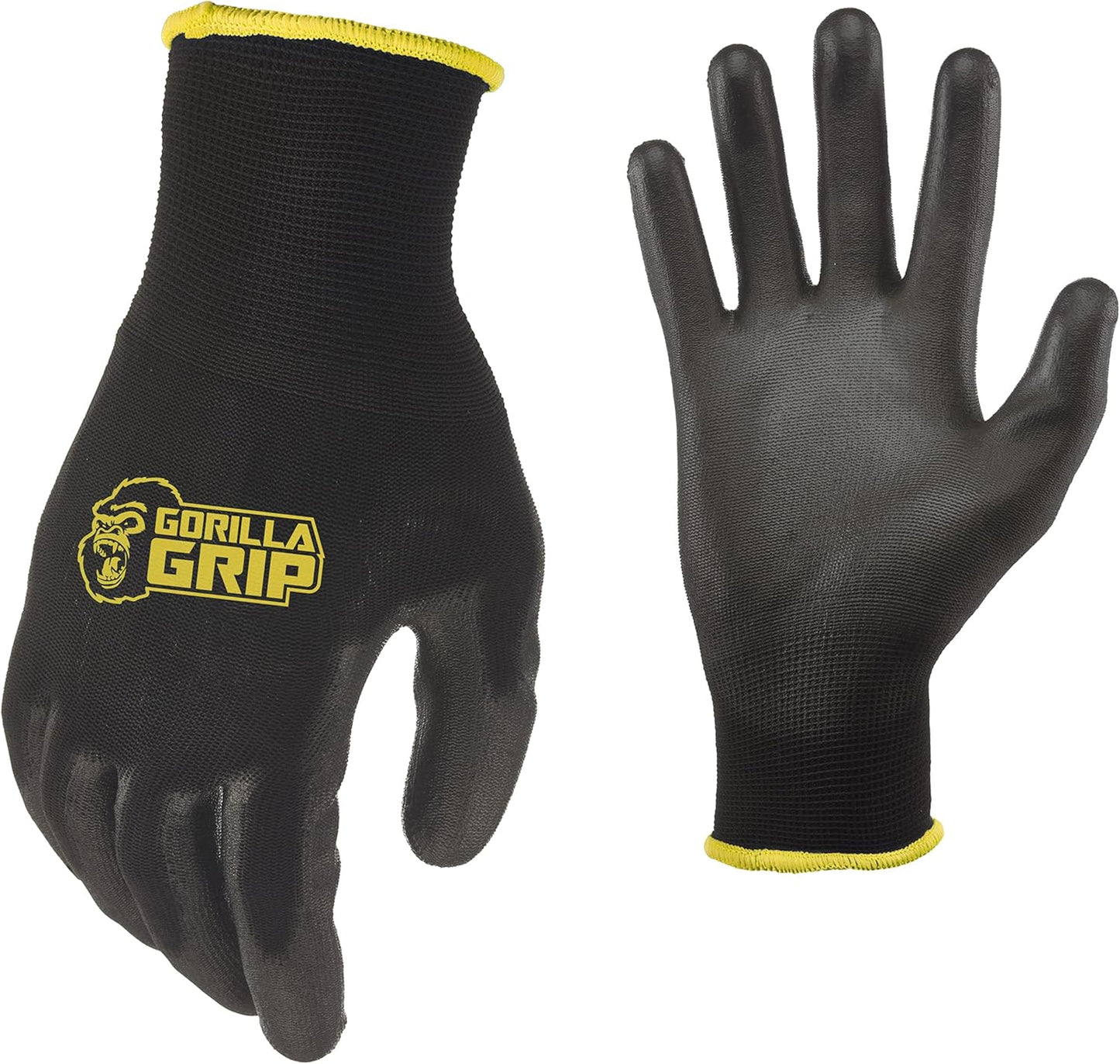 Gorilla Grip Work Gloves, Never Slip Maximum Grip All-Purpose, Gloves for Men, Superior in Wet, Dry, Oily Conditions, Polymer Palm, Medium Size, 5 Pairs, Black/Blue | 25041-25