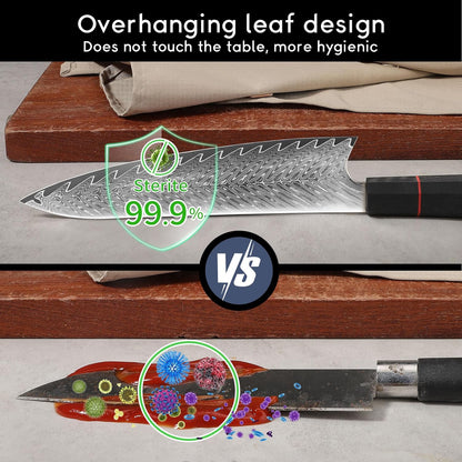 Damascus Chef Knife for Kitchen 8-Inch: Professional Japanese knives with G10 Ergonomic Handle, Cooking Knife with Gift Box