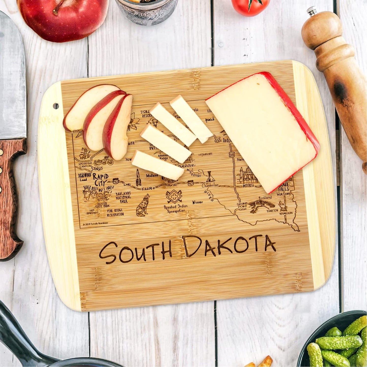 Totally Bamboo A Slice of Life New Jersey State Serving and Cutting Board, 11" x 8.75" - Colors B