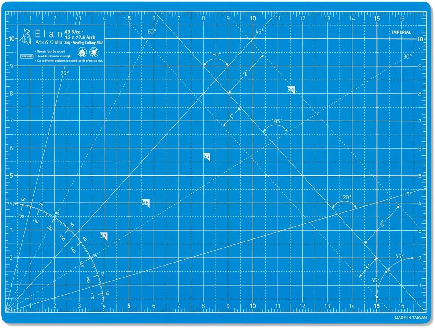 Elan Cutting Mat A4 Blue, Self Healing Cutting Mat 9x12 Inch, 5-Ply Craft Board Blue, Hobby Board for Crafts 9x12 Inch