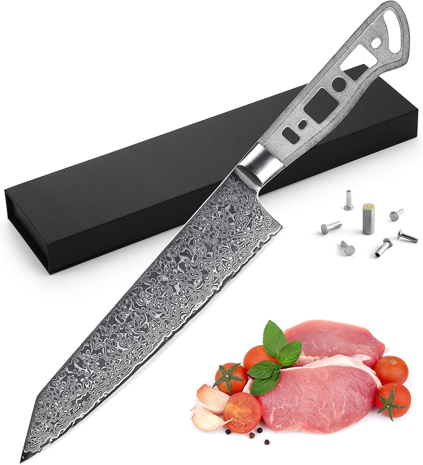 KATSURA Woodworking Project Kit – Kiritsuke Chef Knife Blank – 8 Inch – Japanese Premium AUS 10, 67 Layers Damascus Steel – Perfect for Woodworkers, Crafters – Includes a Handcrafted Gift box