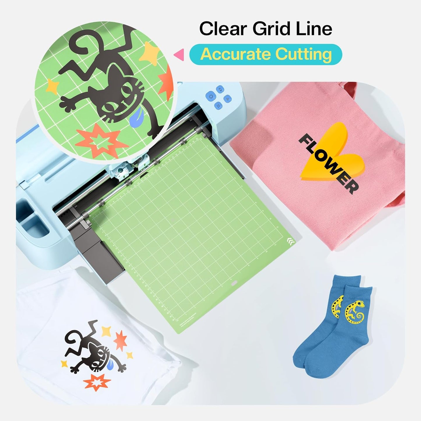 Likcut Cutting Mat for Glee S501 Cutter, 4.5" X 6.5" Standard Grip Mat for DIY Crafty, 3 Packs Likcut Accessories Mats, Adhesive Sticky Green Quilting Replacement Cut Mats for Iron On, Vinyl and More