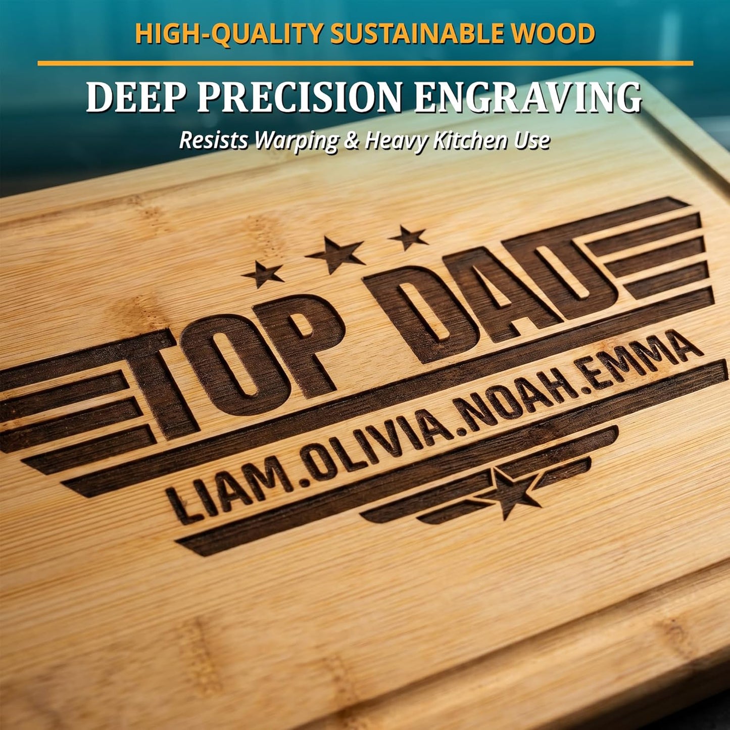 Personalized Cutting Board - Custom Bamboo Engraved Chopping Board for Kitchen - Unique Housewarming Gift for Couples & New Home - Durable Bamboo Carving Board - 4 Size Option